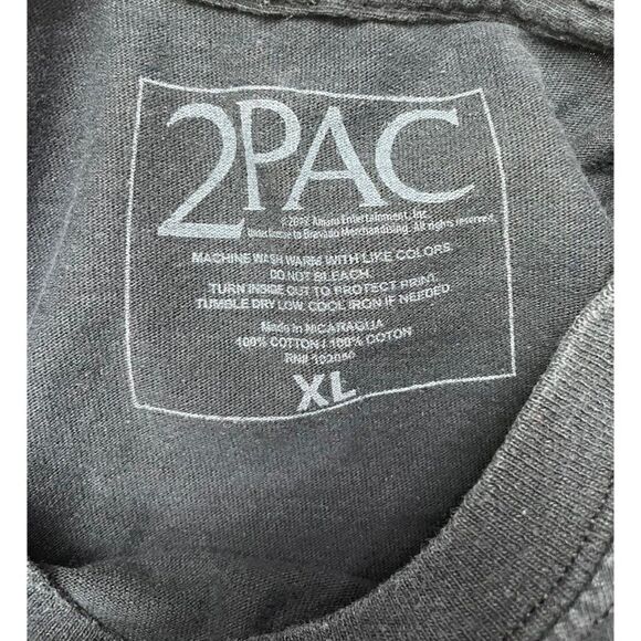 2pac Tupac Shakur Graphic T-shirt Men XL Black Short Sleeve Music - Picture 4 of 5